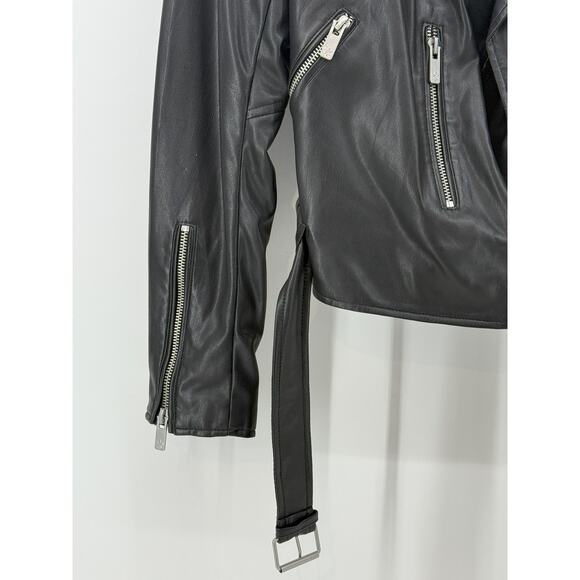 Womens Black Faux Leather Moto Jacket XS - Picture 2 of 5